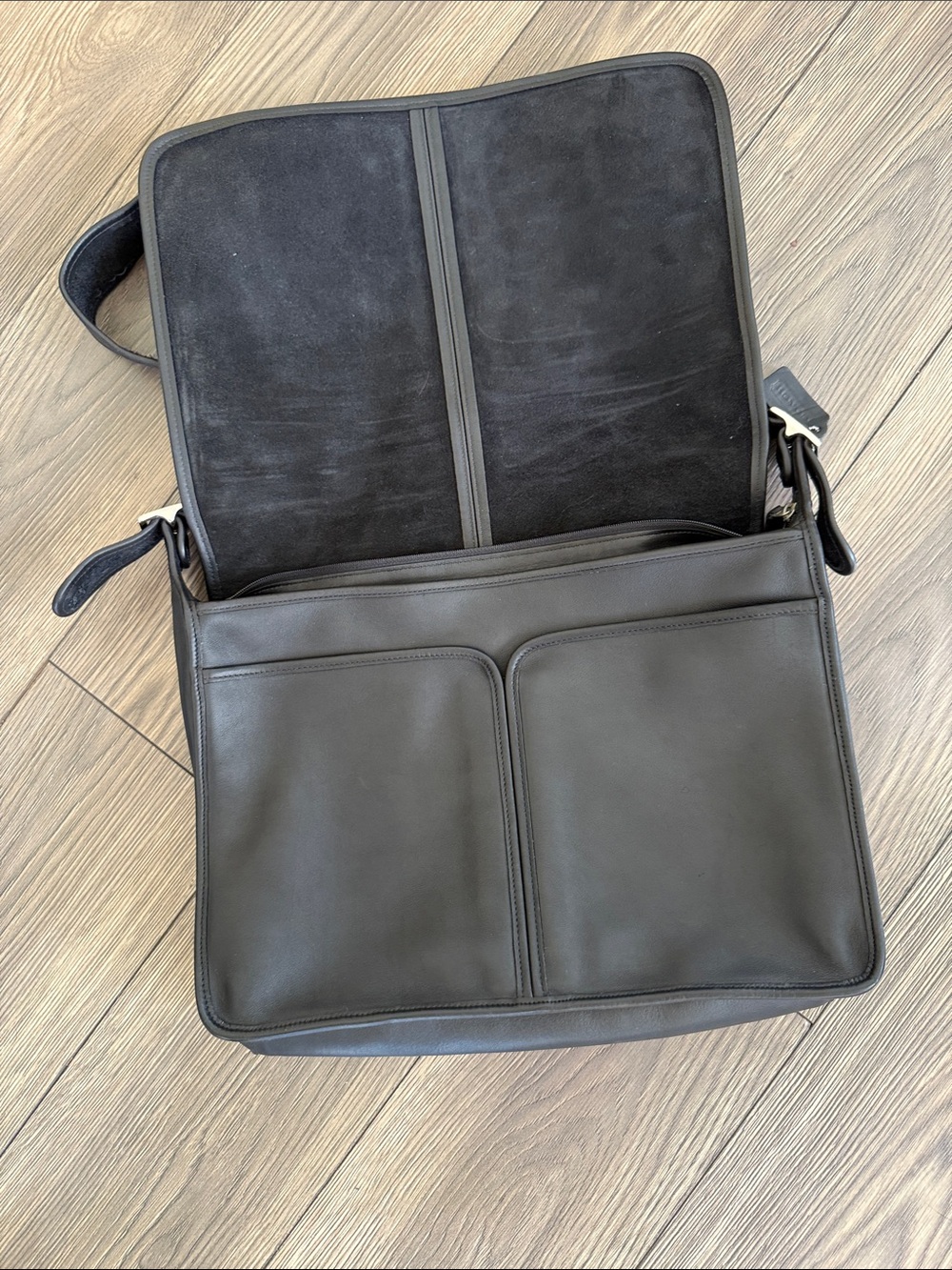 Vintage Coach USA Black Leather Messenger Bag Courier Briefcase 5206 Minimalist - Picture 3 of 13